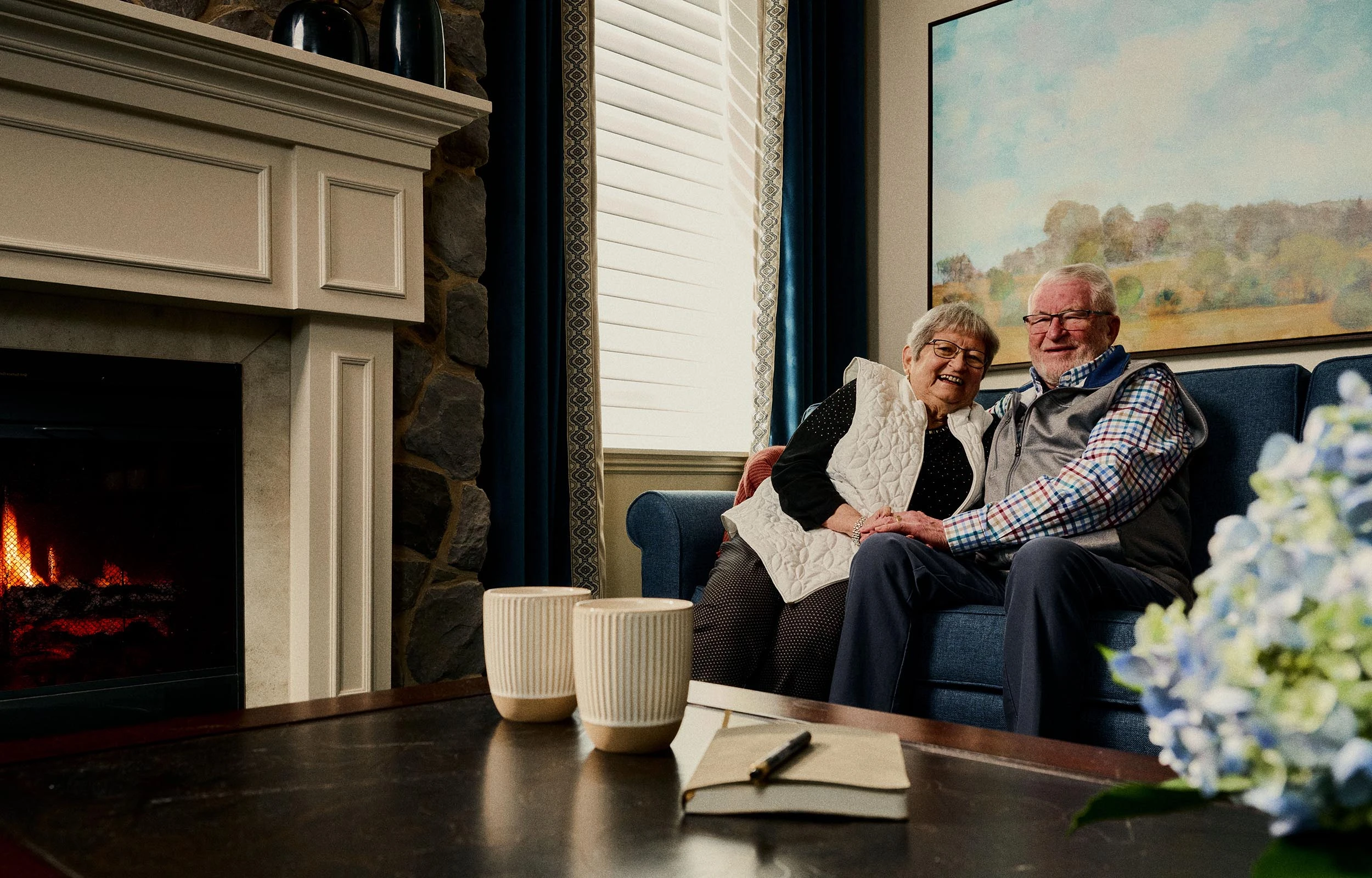 Comfortable senior living community living room with cozy seating