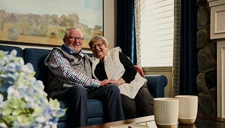 Comfortable senior living community living room with cozy seating