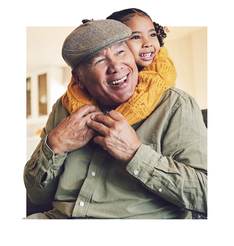 Senior smiling with grandchild