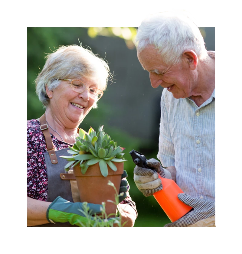 Senior with headphones on