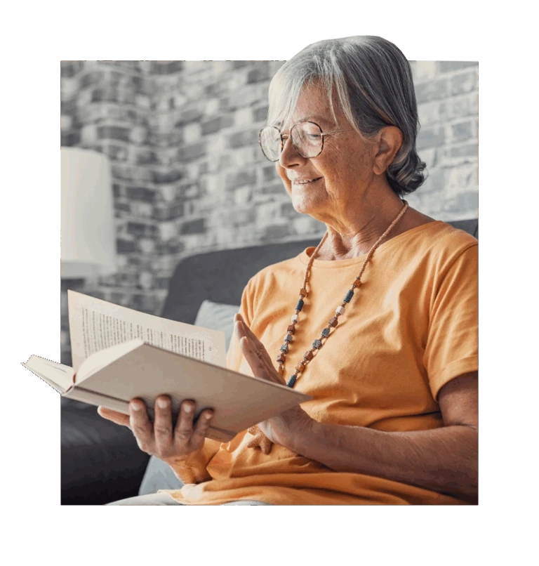 Senior reading book